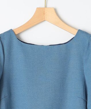 組曲 L ラメジャカード ボートネックワンピース ブルー系