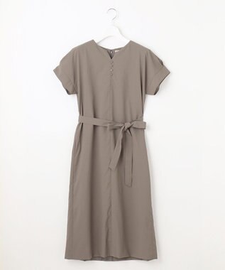 J.PRESS LADIES S 【洗える・イージーケア】ソフトタイプライター フレンチスリーブ ワンピース カーキ系