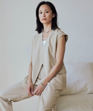 ICB 【接触冷感・速乾・洗える】T.R.Liプレーンウィーブ ジレ フラックス系