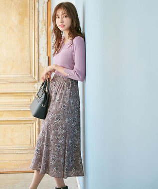 ANY SIS 【洗える】ネックポイントリブ ニット ライラック