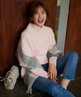 23区 【CLASSY.1月号掲載】manifattura big ウール マフラー グレー×ピンクチェック