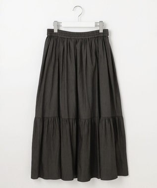 J.PRESS LADIES 【洗える】シャンブレーツイル ティアード スカート ブラウン系