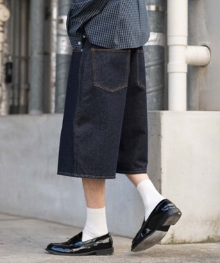 WEGO 【ユニセックス着用ITEM/SMLサイズ展開】スーパーバギーデニムショーツ デニムインディゴ