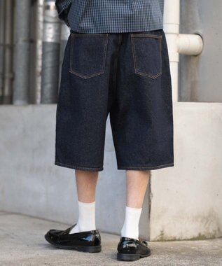WEGO 【ユニセックス着用ITEM/SMLサイズ展開】スーパーバギーデニムショーツ デニムインディゴ
