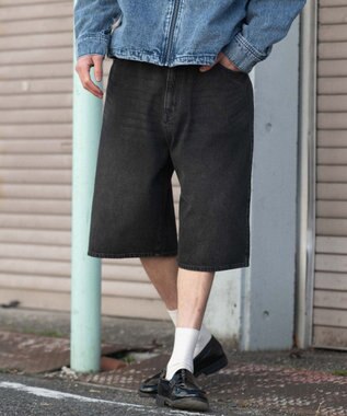 WEGO 【ユニセックス着用ITEM/SMLサイズ展開】スーパーバギーデニムショーツ デニムインディゴ