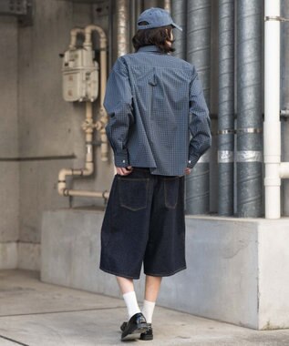 WEGO 【ユニセックス着用ITEM/SMLサイズ展開】スーパーバギーデニムショーツ デニムインディゴ