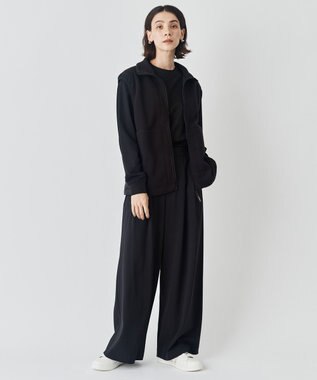 UNFILO マイビューティ タックワイドパンツ ブラック