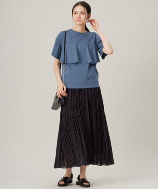 自由区 S 【接触冷感・UVカット・吸水速乾・抗菌防臭・洗える】ハイツイストポンチフレアディティール カットソー ブルーグレー