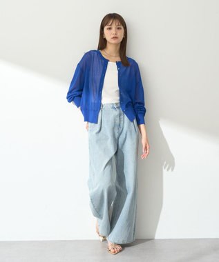 earth music&ecology 【予約】接触冷感シアークルーニットカーディガン ブルー