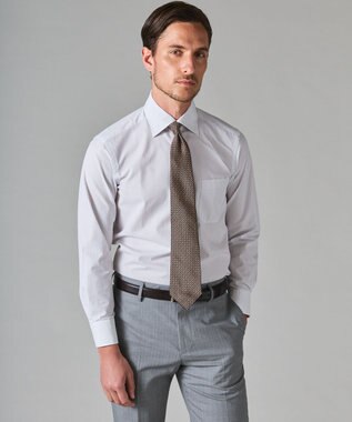 GOTAIRIKU 【形態安定】PREMIUMPLEATS_セミワイドカラー 通年ドレスシャツ（ストライプ） ライトグレー系1