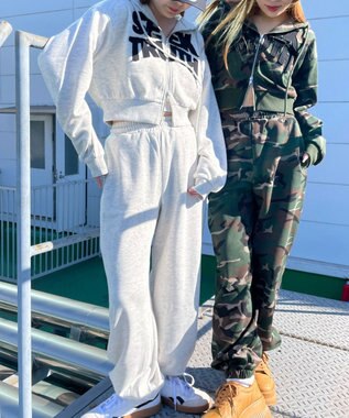 WEGO ロゴZIPショートパーカー 杢グレー