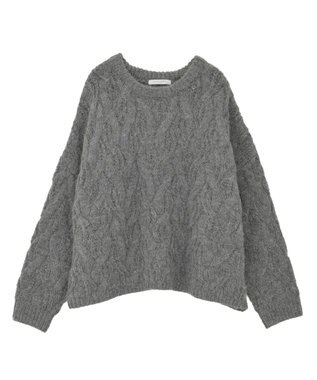 Green Parks ふわふわケーブルニットプルオーバー Gray Mixture