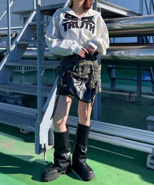 WEGO ロゴZIPショートパーカー 杢グレー