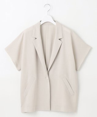 自由区 【カタログ掲載・セットアップ対応・接触冷感・UVカット・洗える】ライトリネンライクショートスリーブ ジャケット サンドベージュ