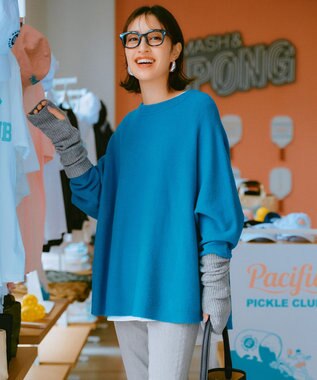 UNFILO 【洗える】ふわふわニット ラウンドヘム ブルー