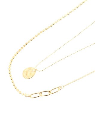 Green Parks ｅｖｅｒｙｗａｌｋ．２本セットクラフト調コインネックレス Gold