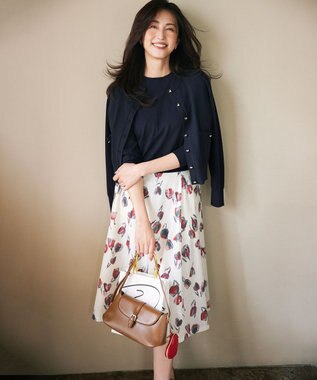 組曲 ハートボタン ニットカーディガン ネイビー系