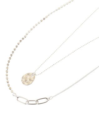 Green Parks ｅｖｅｒｙｗａｌｋ．２本セットクラフト調コインネックレス Silver