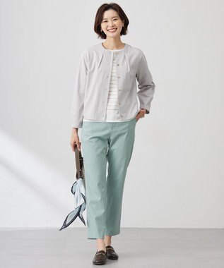 J.PRESS LADIES ハイゲージポンチ カーディガン グレージュ系