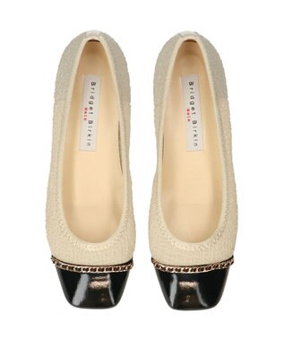 Bridget Birkin 【Bridget Birkin Walk】チェーンアクセントスクエアパンプス ベージュコンビ