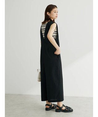 Green Parks 綿麻混サロペット Black