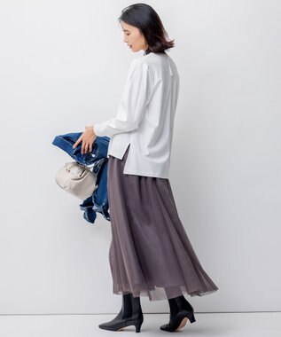 23区 S 【洗える】バナナスリーブ フォルム ロングTシャツ ホワイト系