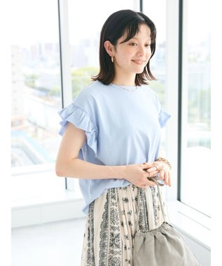 CRAFT STANDARD BOUTIQUE 袖ギャザーフレアプルオーバー Sax