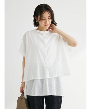 Green Parks インド綿　ＳＥＴ２点レイヤード風ブラウス Off White