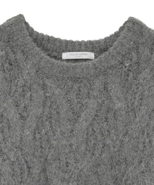 Green Parks ふわふわケーブルニットプルオーバー Gray Mixture