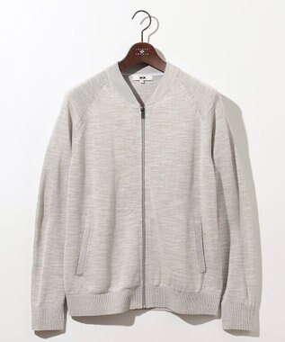 JOSEPH ABBOUD 【イタリア糸使用/清涼感/軽い/洗える/サスティナブル】スラブギマ ニット  ジップ ブルゾン ライトグレー系