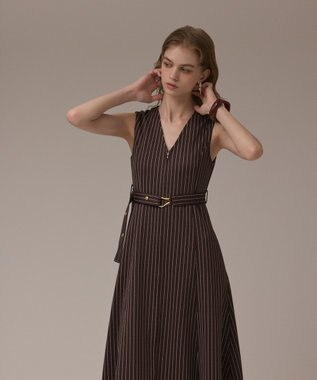 GRACE CONTINENTAL ストライプジャージワンピース ブラウン