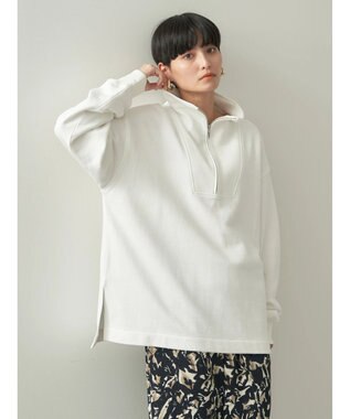 AMERICAN HOLIC ハーフＺＩＰ裏毛チュニック Off White