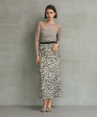 GRACE CONTINENTAL フェザーレオパードスカート ベージュ