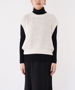 TOQUE 〈大草直子さんアドバイザー〉ベビーアルパカ×シルクハニカムニットフレンチトップス オフ