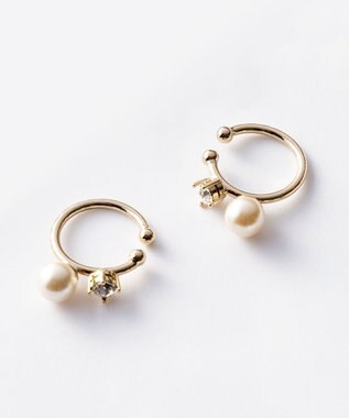 J.PRESS LADIES 【WEB限定・2way・2set】パールビジュー イヤカフ リング 【WEB限定】ウスゴールド系