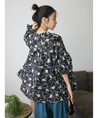 CRAFT STANDARD BOUTIQUE インド綿アソート柄シャツチュニック Black