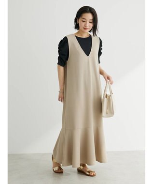 Green Parks カットジョーゼットマーメイドジャンスカ Gray Beige