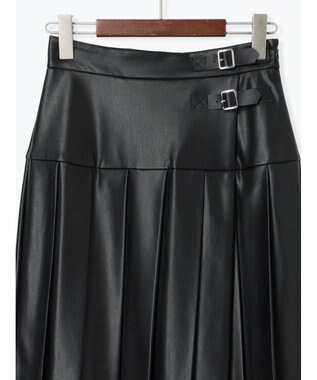 Te chichi 【泉 里香さん着用・Oggi.jp10/23掲載】レザータックプリーツスカート ブラック