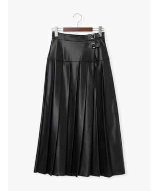 Te chichi 【泉 里香さん着用・Oggi.jp10/23掲載】レザータックプリーツスカート ブラック