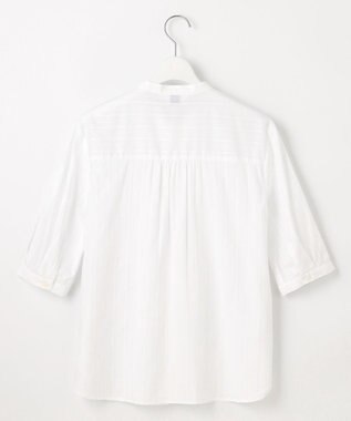 J.PRESS LADIES S 【洗える】セルロースカラミストライプ バンドカラー ブラウス ホワイト系