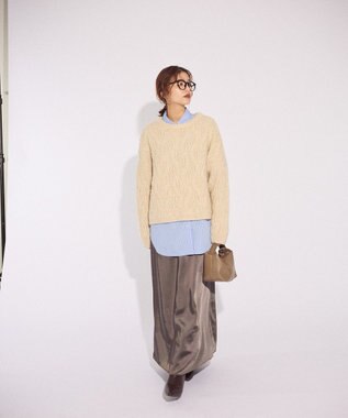 Green Parks ふわふわケーブルニットプルオーバー Ecru