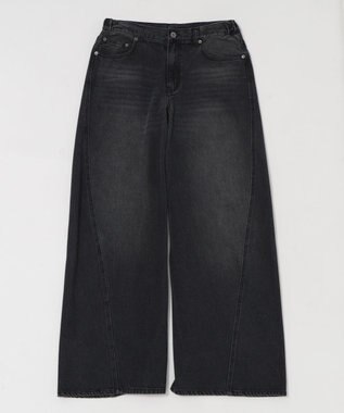 WEGO 【ウエスト調整可/SMLサイズ展開】ローライズカバーフィットフレアデニムパンツ デニムブラックソノタ