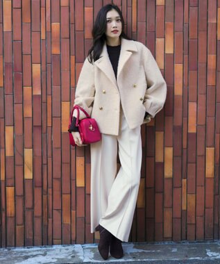 ANY SIS L 【2WAY】ブークレーシャギーラメ アウター アイボリー