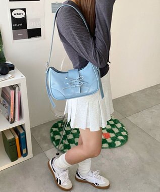 WEGO マルチWAYハーフムーンベルトバッグ サックス