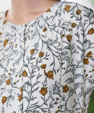 Tiaclasse L 【洗える】リーフフラワー柄ワンピース オフホワイト