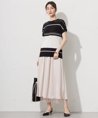 自由区 L 【WEB限定・洗える】ニットソーボーダー トップス ブラック×オフ