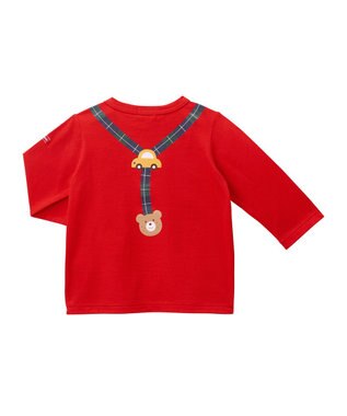 MIKI HOUSE HOT BISCUITS 【70-120cm】 サスペンダープリント長袖Ｔシャツ 赤