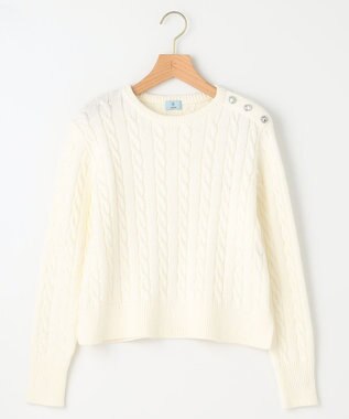 組曲 【ビジューボタン付き】SOBANE ケーブルプルオーバー ニット アイボリー系