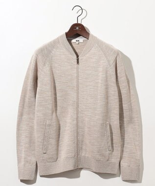JOSEPH ABBOUD 【イタリア糸使用/清涼感/軽い/洗える/サスティナブル】スラブギマ ニット  ジップ ブルゾン ベージュ系
