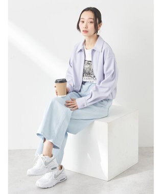 earth music&ecology ジップショートシャツ Light Gray